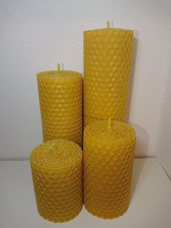 Rolovaná sada 6,8,12,16x4,5cm - sviečka zo včelieho vosku